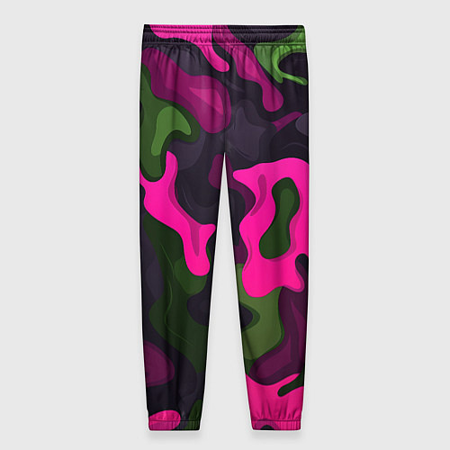Женские брюки Яркий неоновый камуфляж фиолетовый и зеленый / 3D-принт – фото 2