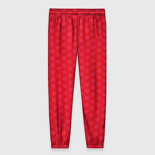 Женские брюки Красные сердечки на красном фоне / 3D-принт – фото 2