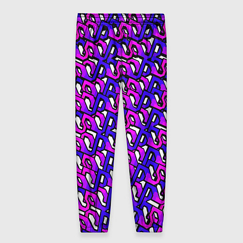 Женские брюки Фиолетовый узор и чёрная обводка / 3D-принт – фото 2