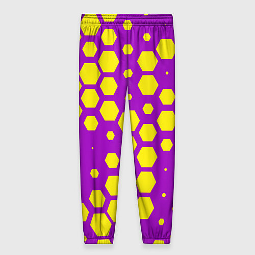 Женские брюки Желтые соты на фиолетовом фоне / 3D-принт – фото 2