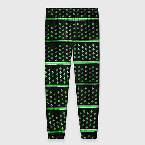 Женские брюки Зелёные круги и полосы / 3D-принт – фото 2