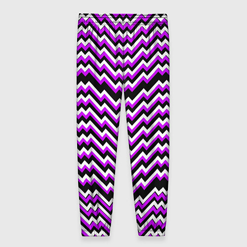 Женские брюки Фиолетовые и белые ломаные линии / 3D-принт – фото 2