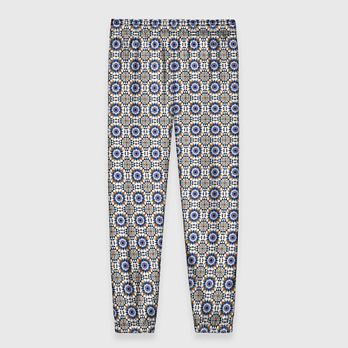 Женские брюки Сине-белая марокканская мозаика / 3D-принт – фото 2