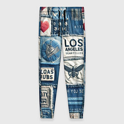 Брюки женские Лос Анджелес на джинсах-пэчворк, цвет: 3D-принт