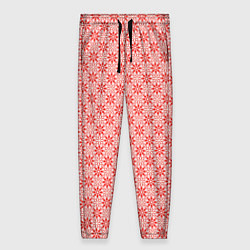 Женские брюки Светлый красно-розовый паттерн цветочный