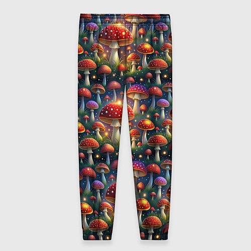 Женские брюки Красные мухоморы в лесу паттерн / 3D-принт – фото 2