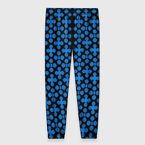 Женские брюки Синие четырёхлистники на чёрном фоне / 3D-принт – фото 2