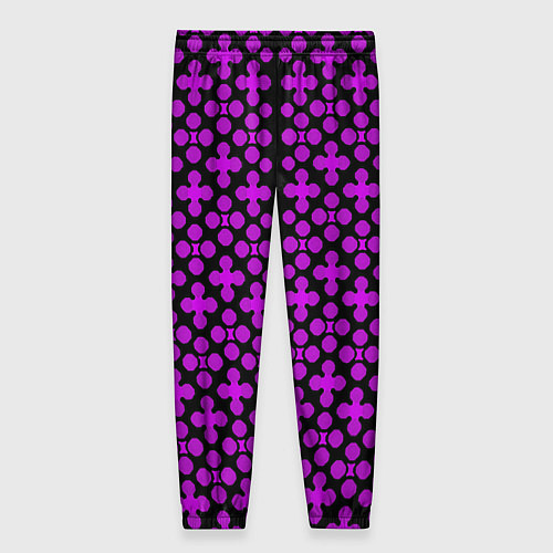 Женские брюки Розовые четырёхлистники на чёрном фоне / 3D-принт – фото 2