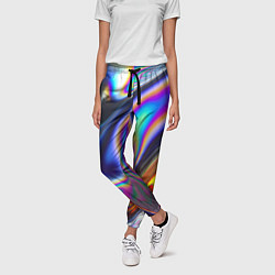 Брюки женские Абстрактный разноцветный жидкий металл, цвет: 3D-принт — фото 2