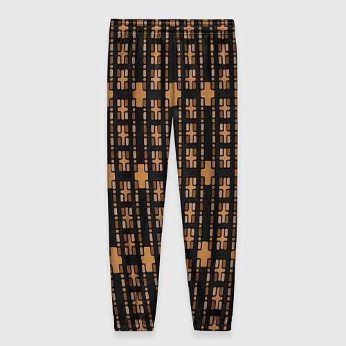 Женские брюки Коричневые кирпичики на чёрном фоне / 3D-принт – фото 2