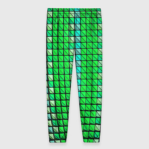 Женские брюки Зелёные плитки и чёрная обводка / 3D-принт – фото 2