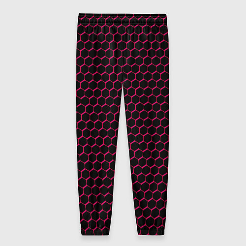 Женские брюки Чёрно-розовый паттерн соты / 3D-принт – фото 2