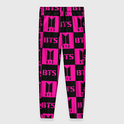 Брюки женские BTS pattern pink logo, цвет: 3D-принт
