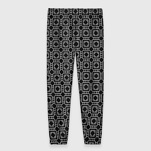 Женские брюки Белый геометрический узор на черном фоне / 3D-принт – фото 2