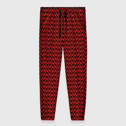 Брюки женские Красно-чёрный волнистые линии, цвет: 3D-принт