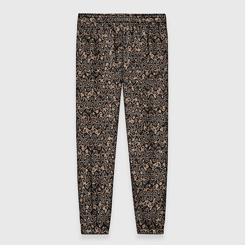 Женские брюки Тёмно-коричневый абстрактный узор / 3D-принт – фото 2