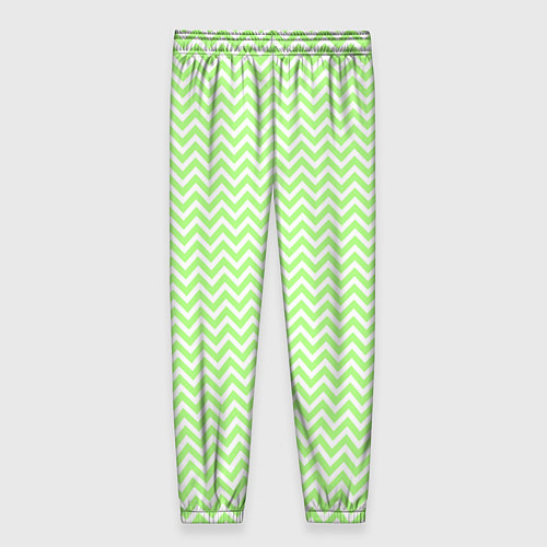 Женские брюки Светло-зелёный ломаные полосы / 3D-принт – фото 2