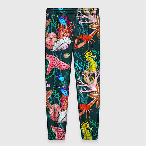 Женские брюки Морская жизнь под водой - паттерн с звёздами и кон / 3D-принт – фото 2