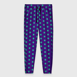 Брюки женские Зеленые звезды паттерн, цвет: 3D-принт