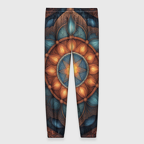 Женские брюки Симметричный орнамент - мандала узор со светящейся / 3D-принт – фото 2