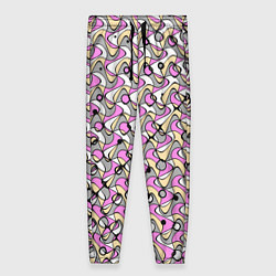 Женские брюки Абстрактный узор серо-розовый