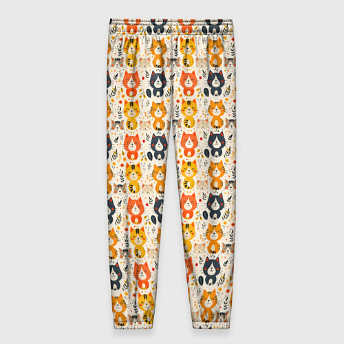 Женские брюки Разноцветные котята ретро узор / 3D-принт – фото 2