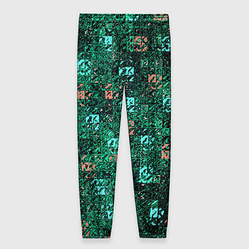 Женские брюки Тёмный зелёный текстурированный кубики / 3D-принт – фото 2
