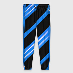 Брюки женские Black and white stripes on a blue background, цвет: 3D-принт