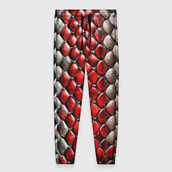 Брюки женские Змеиная объемная текстурная красная шкура, цвет: 3D-принт