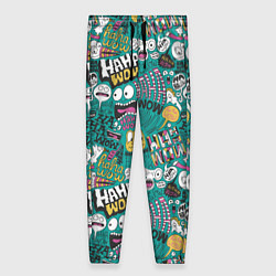 Женские брюки Ха-ха ничего себе - паттерн с рожицами