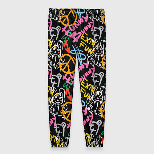 Женские брюки Funny bunny color graffiti pattern / 3D-принт – фото 2