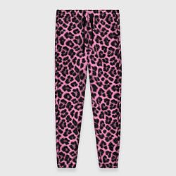 Брюки женские Шкура леопарда в черно розовую текстуру, цвет: 3D-принт