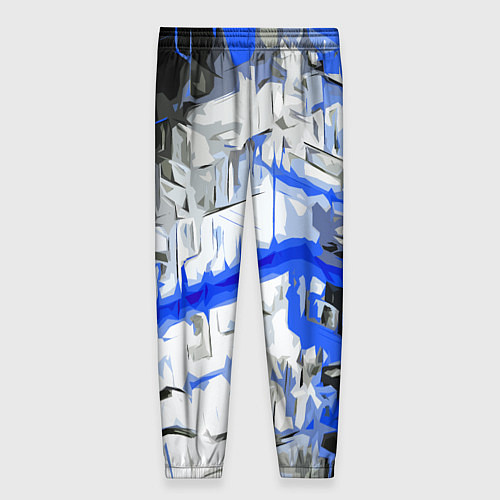 Женские брюки Сине-белая абстракция на чёрном фоне / 3D-принт – фото 2