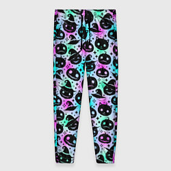 Женские брюки Halloween - тыквы на неоновом фоне