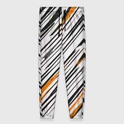 Женские брюки Диагональные чёрно-жёлтые полосы на белом фоне