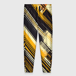 Женские брюки Жёлтые диагональные полосы на чёрном фоне