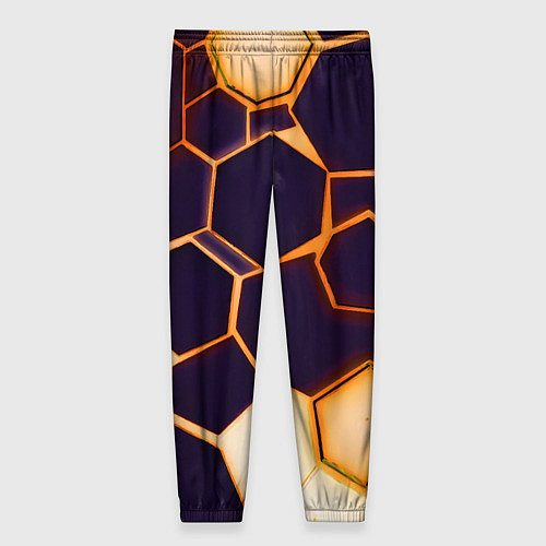 Женские брюки Чёрные шестиугольники на чёрном фоне / 3D-принт – фото 2
