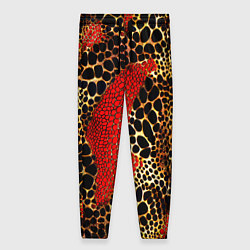 Женские брюки Красно-черно-золотая змеиная кожа