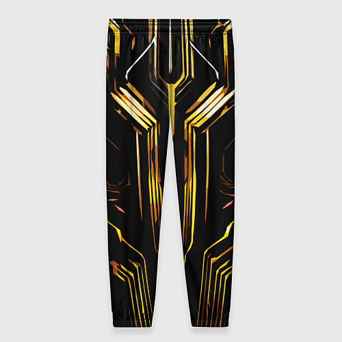 Женские брюки Золотые полосы на чёрном фоне / 3D-принт – фото 2