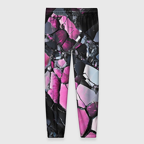 Женские брюки Чёрно-розовый камень / 3D-принт – фото 2