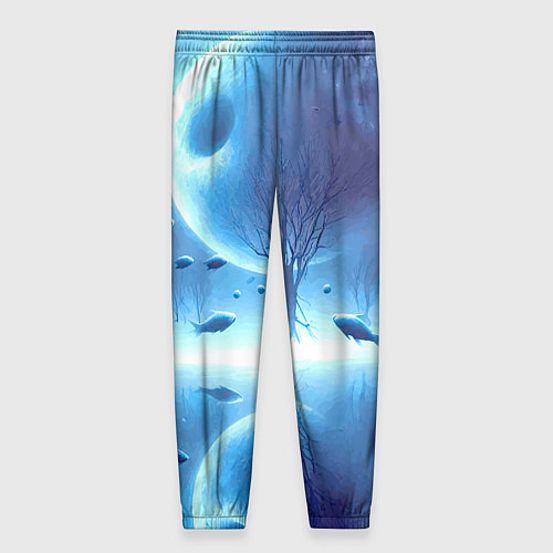 Женские брюки Луна и рыбы - нейроарт фантазия / 3D-принт – фото 2