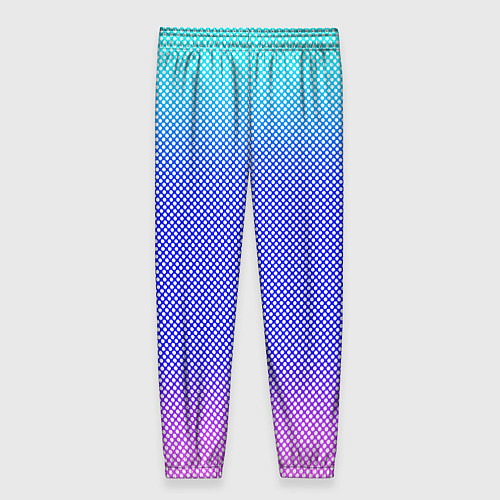 Женские брюки Градиент бирюзово-розовый текстура в мелкий гороше / 3D-принт – фото 2