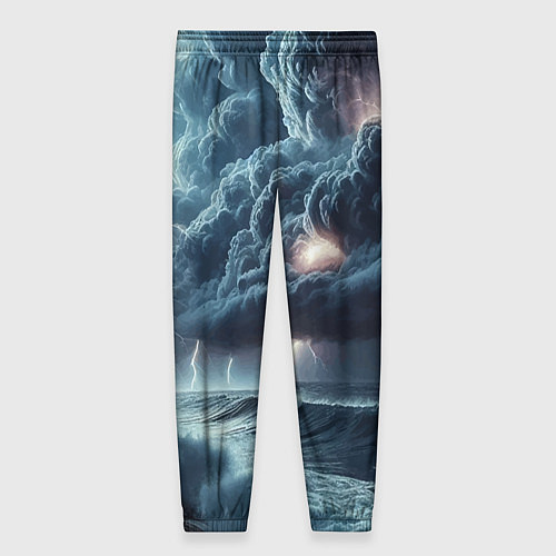 Женские брюки Шторм на море - сверкание молний / 3D-принт – фото 2