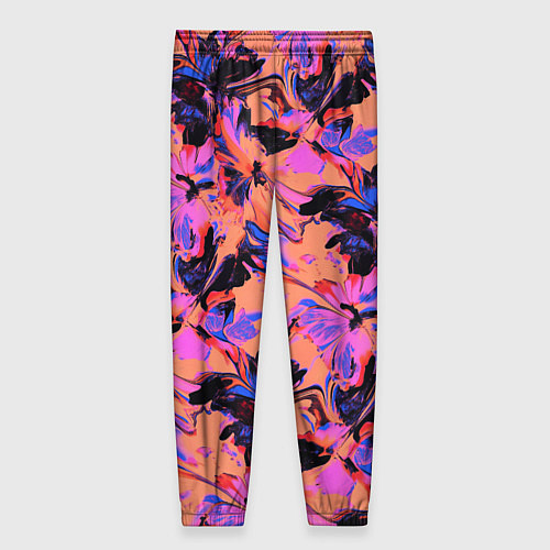 Женские брюки Абстрактные цветы - текучая краска / 3D-принт – фото 2