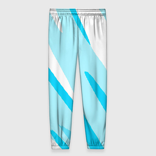 Женские брюки Белый с голубым абстракция / 3D-принт – фото 2
