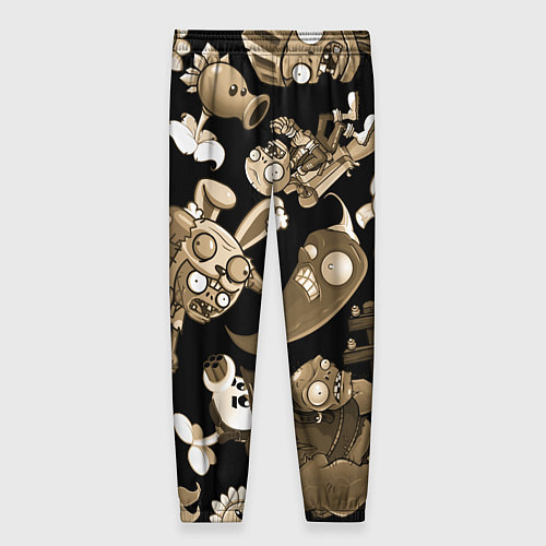 Женские брюки Растения против зомби в бежевом цвете / 3D-принт – фото 2