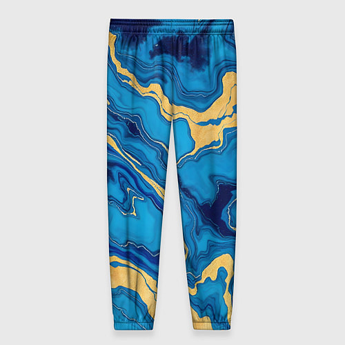 Женские брюки Синий мрамор с золотом / 3D-принт – фото 2