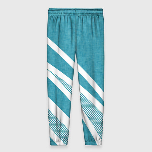 Женские брюки Бело-голубой абстракция с полосами / 3D-принт – фото 2