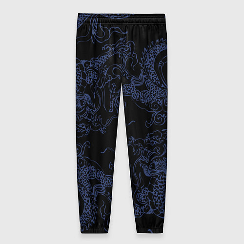 Женские брюки Синий дракон на черном / 3D-принт – фото 2