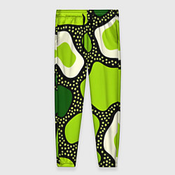 Женские брюки Зеленая абстракция с кругами